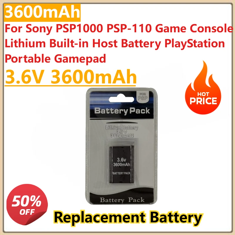 

Li-ion Battery 3.6V 3600mAh for Sony PSP1000 PSP-110 Game Console Lithium Built-in Host Battery PlayStation Portable Gamepad