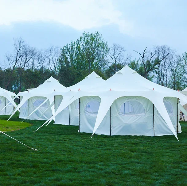 Outdoor camping cotton house Yurt 8 people round Indian luxury yurt circus octagonal rainproof camp Large family tent