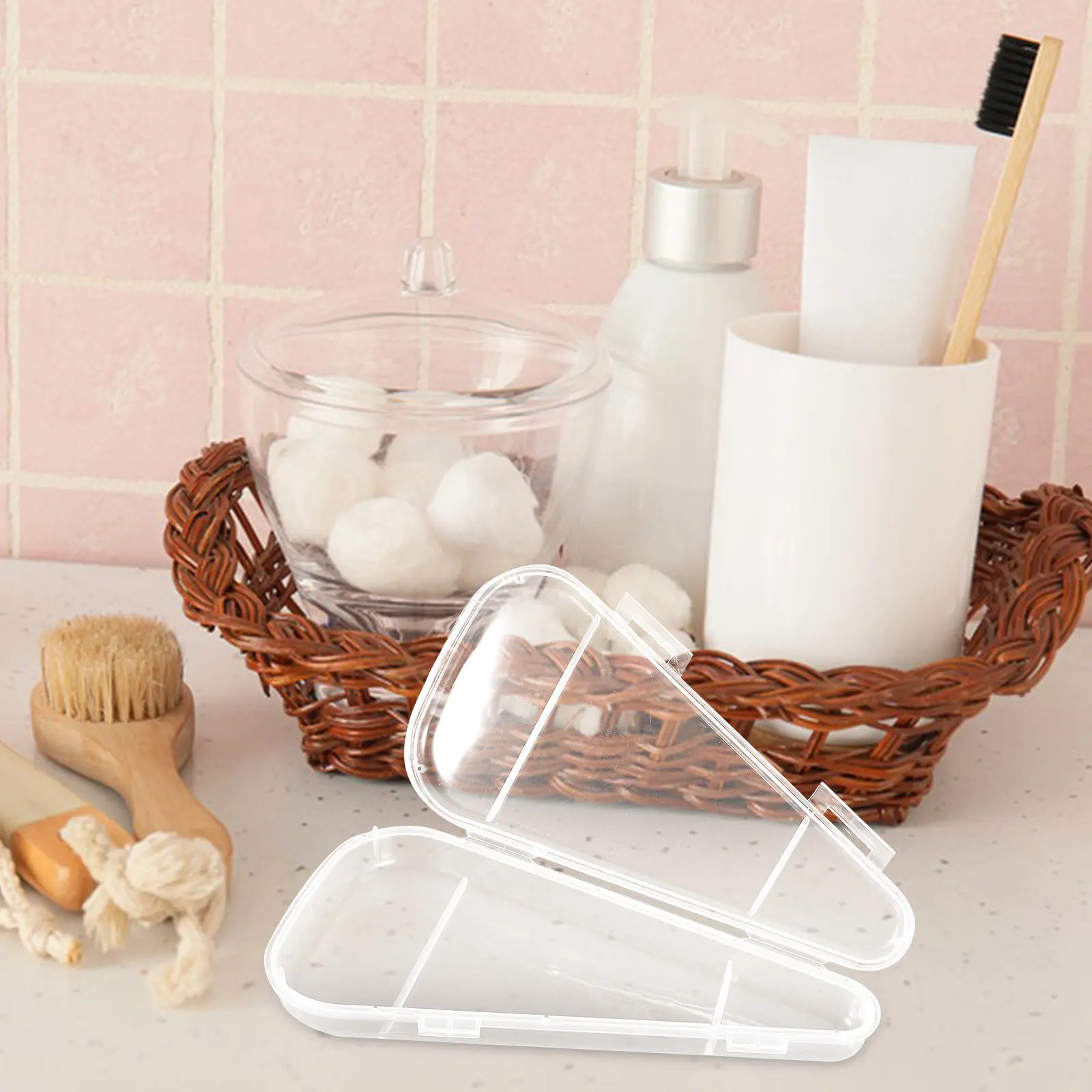 Clear PP Storage Box 5 Pack Multipurpose Toothbrush Toothpick Baby Tooth Case Travel Holder Space Saving