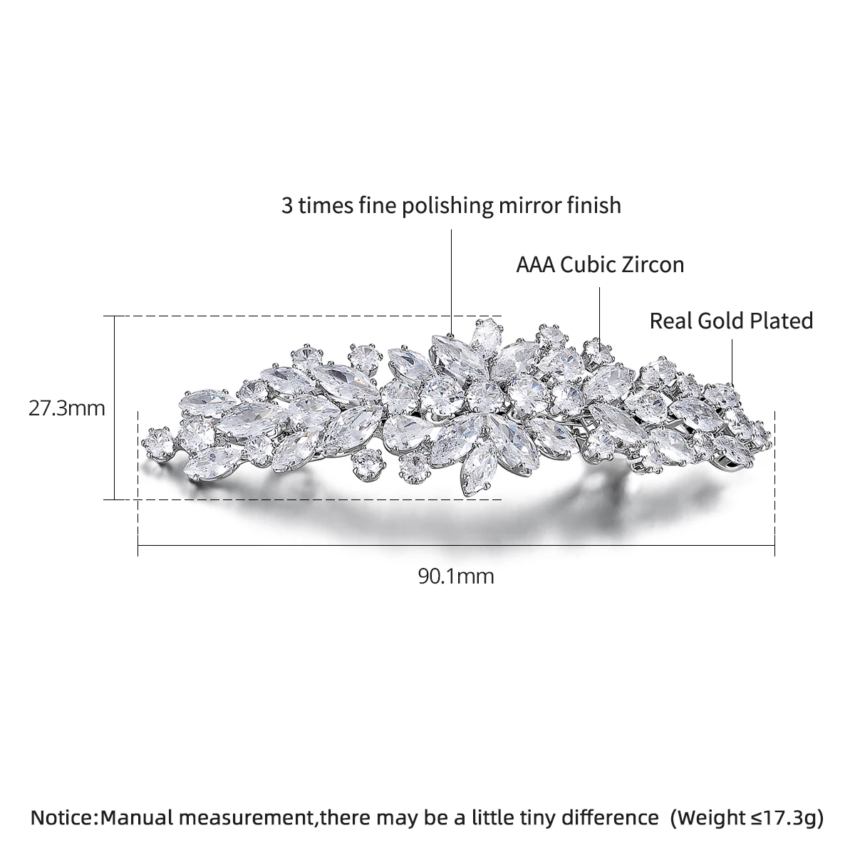 LUOTEEMI Chic Cubic Zirconia Shinning Hair Jewelry Silver Color Temperament Retro Elegant Accessories for Bride Dress Decoration