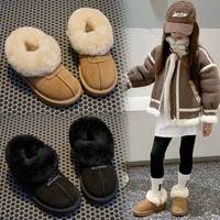 2025 New Simple Girls Slipper Elastic Band Fashion Kids Toes Wrapped Winter Warm Boys Children Cotton Shoes Casual Non-slip Cute