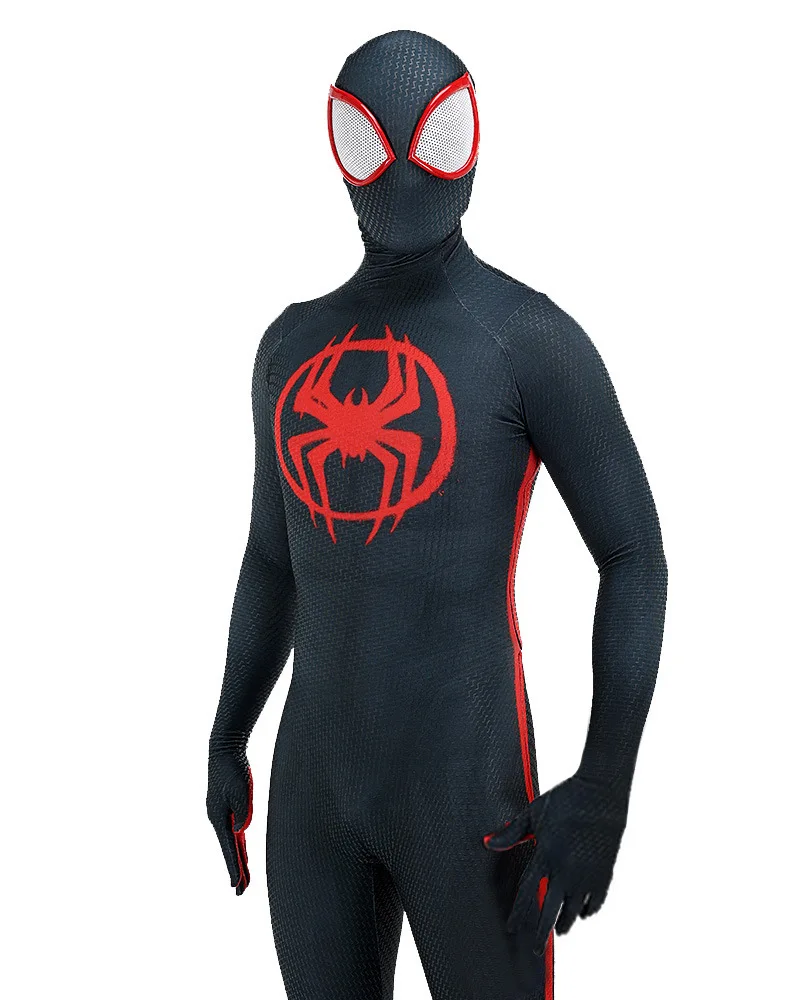 Spiderman przez werset Miles Morales Cosplay Spandex difraces Para Spidey body Zentai garnitury kostium na Halloween