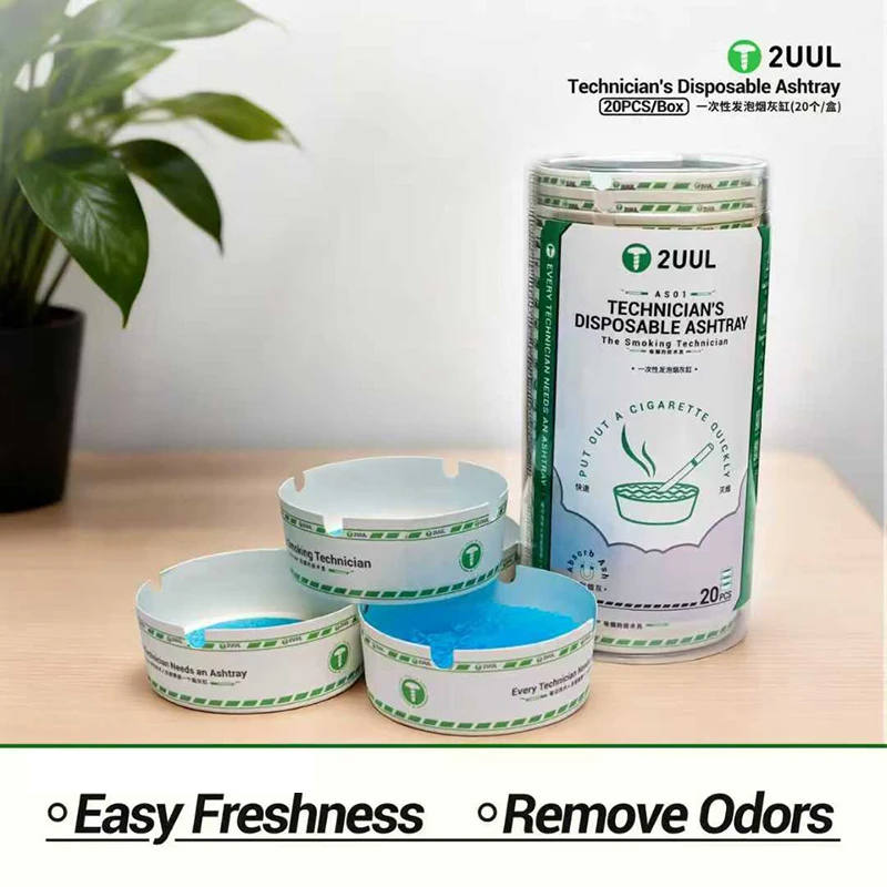 

2UUL AS01 20PCS/Box Technician's Disposable Ashtray Cigarette Absorber Home Hotel Bars Smoking Accessories Remove Odor Ash Tray