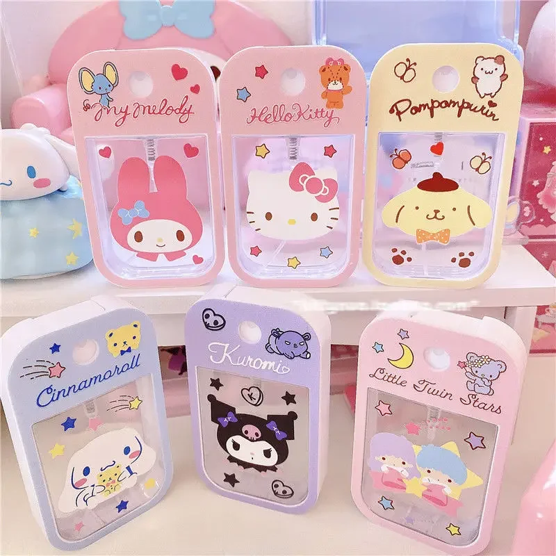 Sanrio Kuromi Cinnamoroll Hello Kitty Pompom Purin My melody Kawaii Cute Spray Perfume Alcohol Sanitizer Portable Refill Bottle 