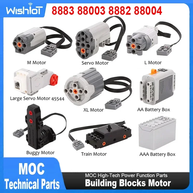 Building Blocks MOC High-Tech Power Function Parts M L XL Motor Battery Box Receiver Control Set 8883 88003 8882 88004 Gift