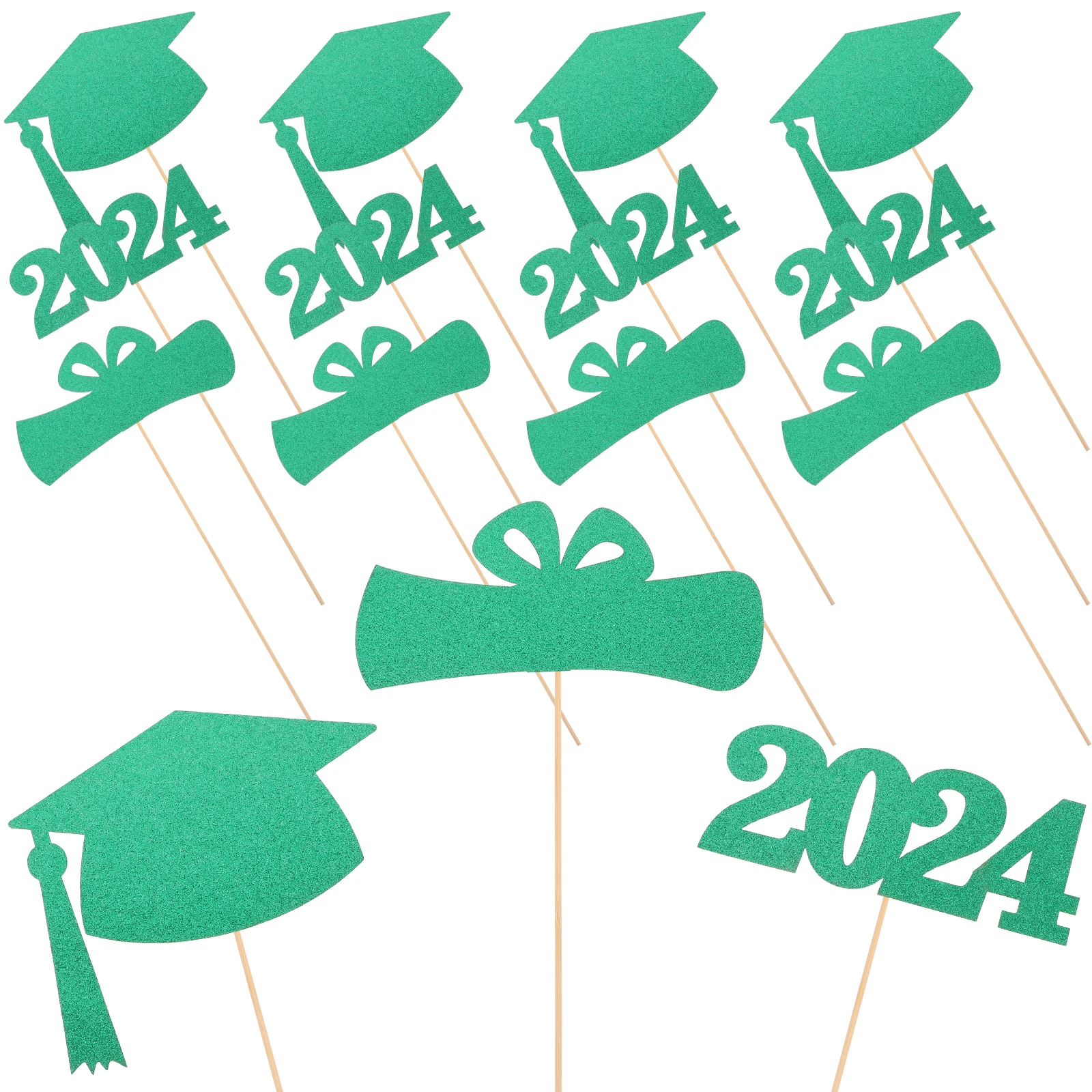 

5 Sets Party Decorations 2024 Grad Table Centerpieces Picks Congrats Toppers Paper Wooden Material Party Supplies Vase Decor