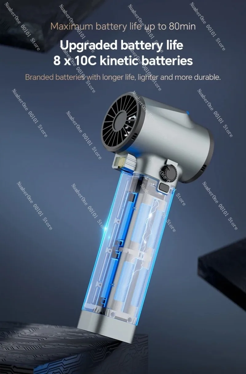 Handheld Turbine Hair Dryer, 4 Wind Speed Portable Rechargeable Blower for Car Home Hotel
