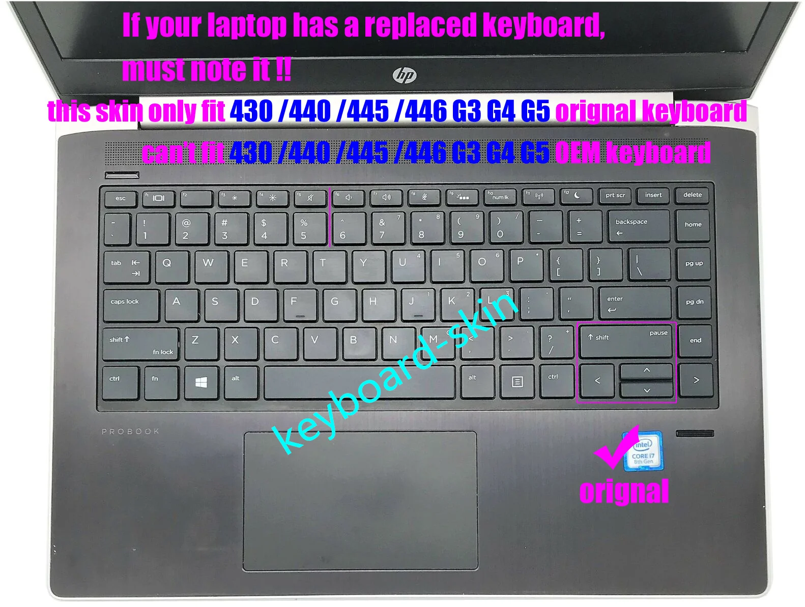 US Keyboard Skin Cover for HP zhan 66 Pro A 14 G1 G2 G3 G4 G5,430 G3 G4 G5 ProBook 430/440/445/446 G3 G4 G5,440/445 G6 G7 G8
