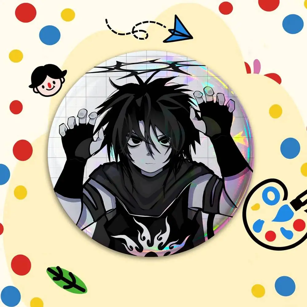 TwoTime Forsaken Acrylic Reflective Pin Tinplate Round Brooch Cartoon Cosplay Badges for Bag Hat Toys