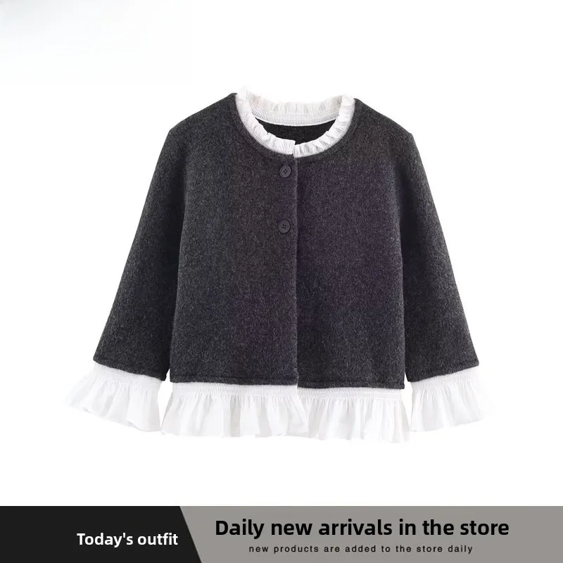 

Осень-зима, Новое поступление, женская модная уличная трикотажная верхняя одежда из полиэфирного волокна, круглое пальто на пуговицах