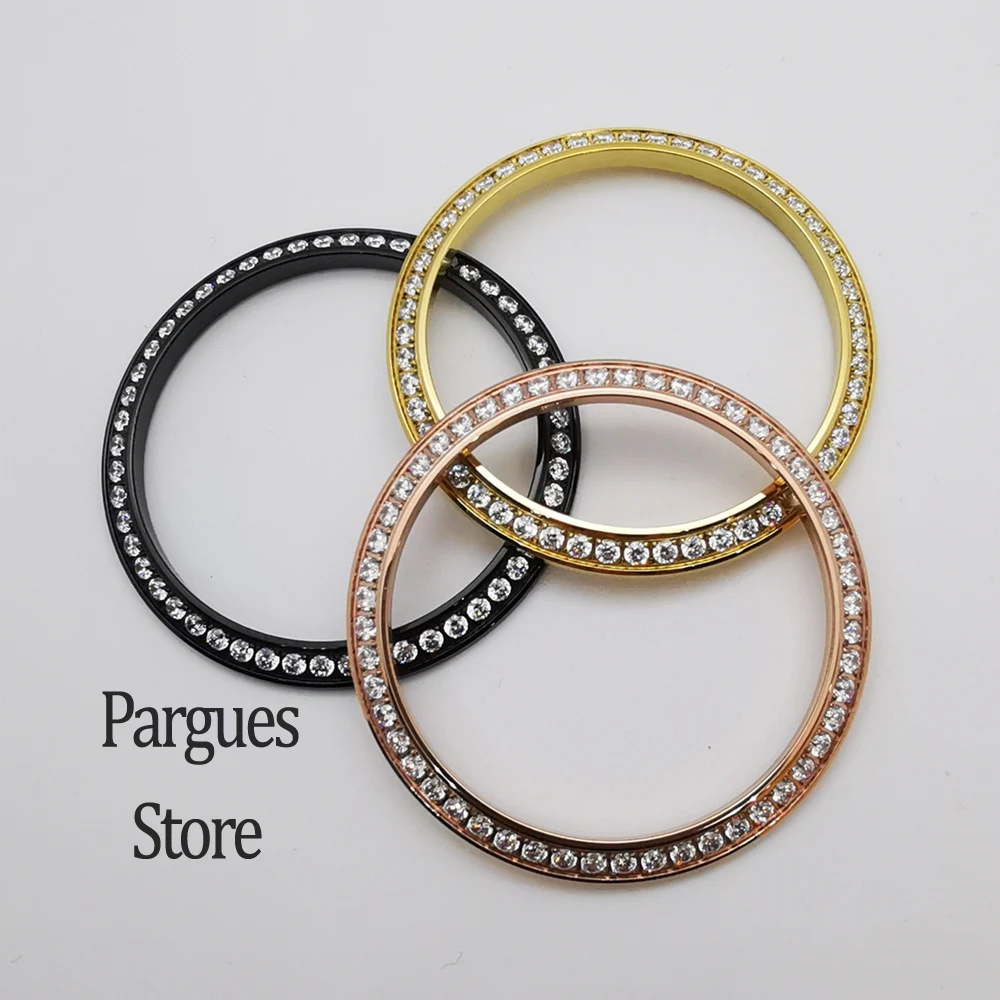 36mm/39mm stainless steel silver/gold/rose gold/black bezel insert for watch case top cover replacement