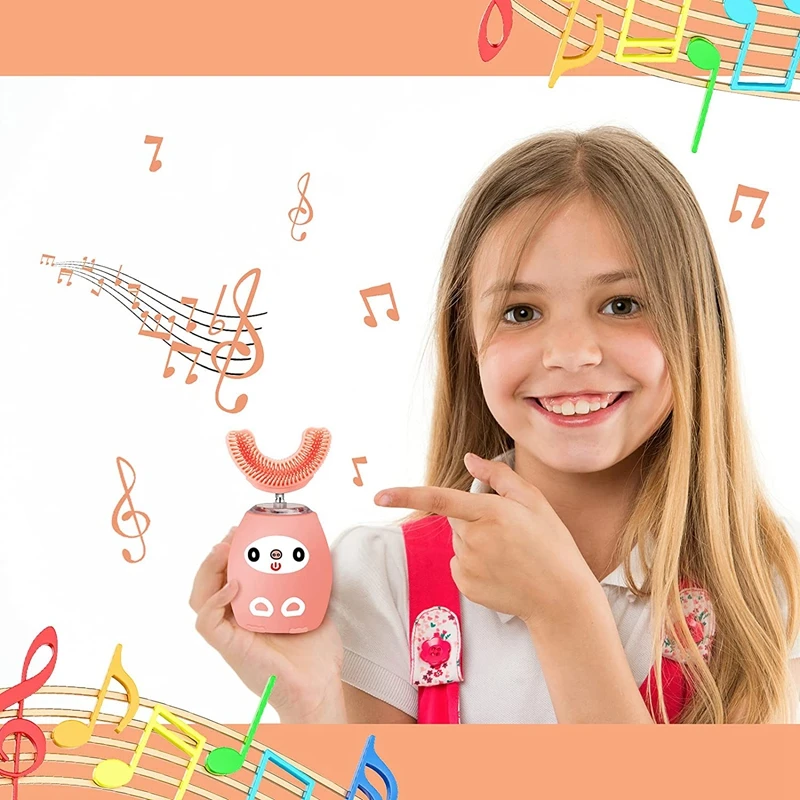 Children U-shaped Electric Toothbrush Mouth-contained Silicone Braces USB Charging Ultrasonic Toothbrush Music English Version
