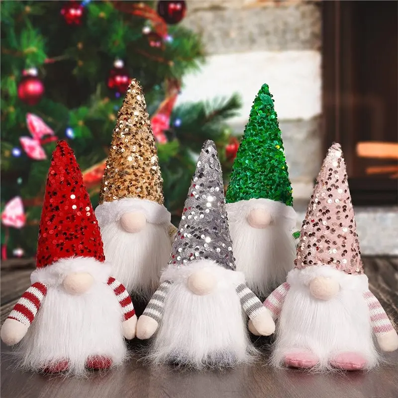 SHGO-Xmas Gnome Plush Decorations 1 Set, Lighted Christmas Plush Gnome Decorations, Swedish Tomte Ornaments Gift Idea