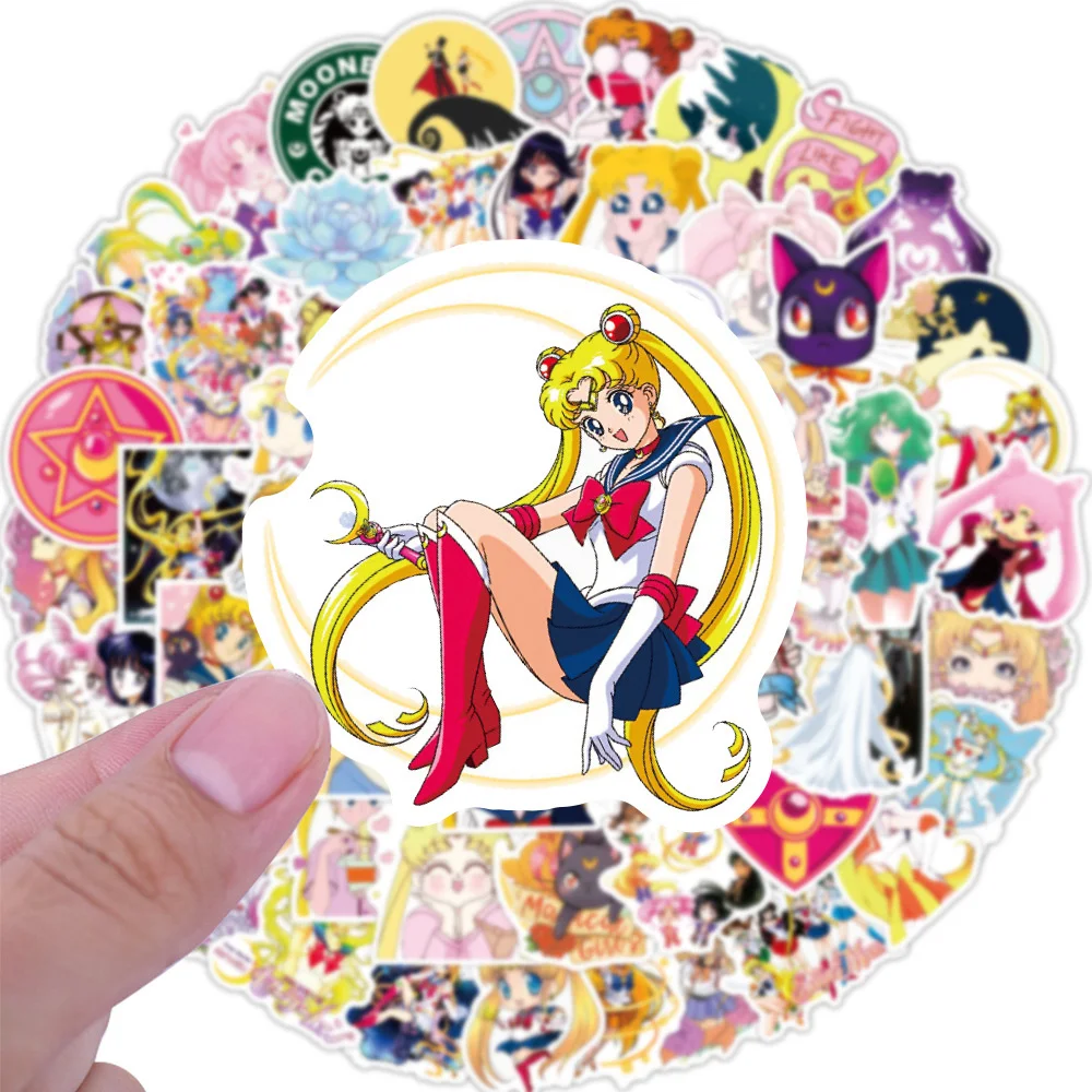 10/30/50/100pcs Anime Sailor Moon Stickers Kawaii Girls Cartoon Sticker Phone Case Water Bottle Suitcase Cute Graffiti Decal Toy