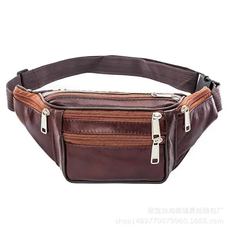 Fashion PU Leather Men Waist Packs Causal Classic Men Crossbody Bag Soft Solid Style Men Handle Handbag Sport Waist Bag