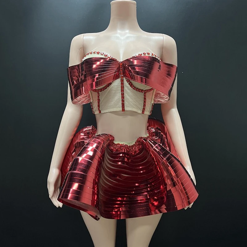

Red Birthday Party Dress Sexy Off Shoulder Dresses Gogo Show Outfit Nightclub Bar Club Rave Clothes Singer Stage Costume