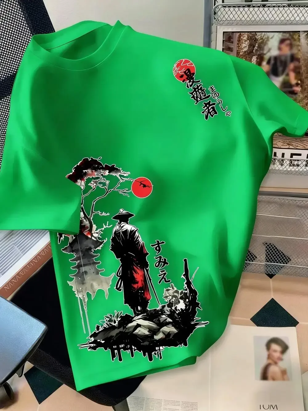 European and American Men's Summer Wandering Swordsman Print Comfortable and Breathable Round Neck 3D T-shirt Outdoor Street Top