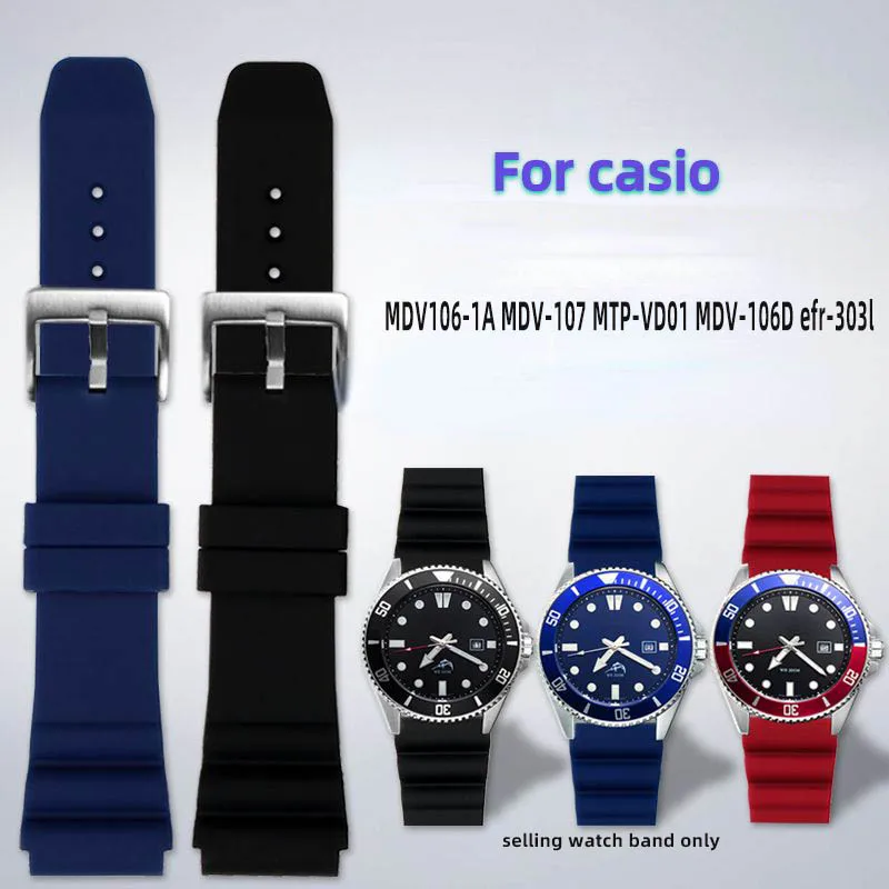 For CASIO swordfish MDV106-1A MDV-107 MTP-VD01 MDV-106D efr-303l strap men\'s wristband bracelet 22mm Sports silicone watchband