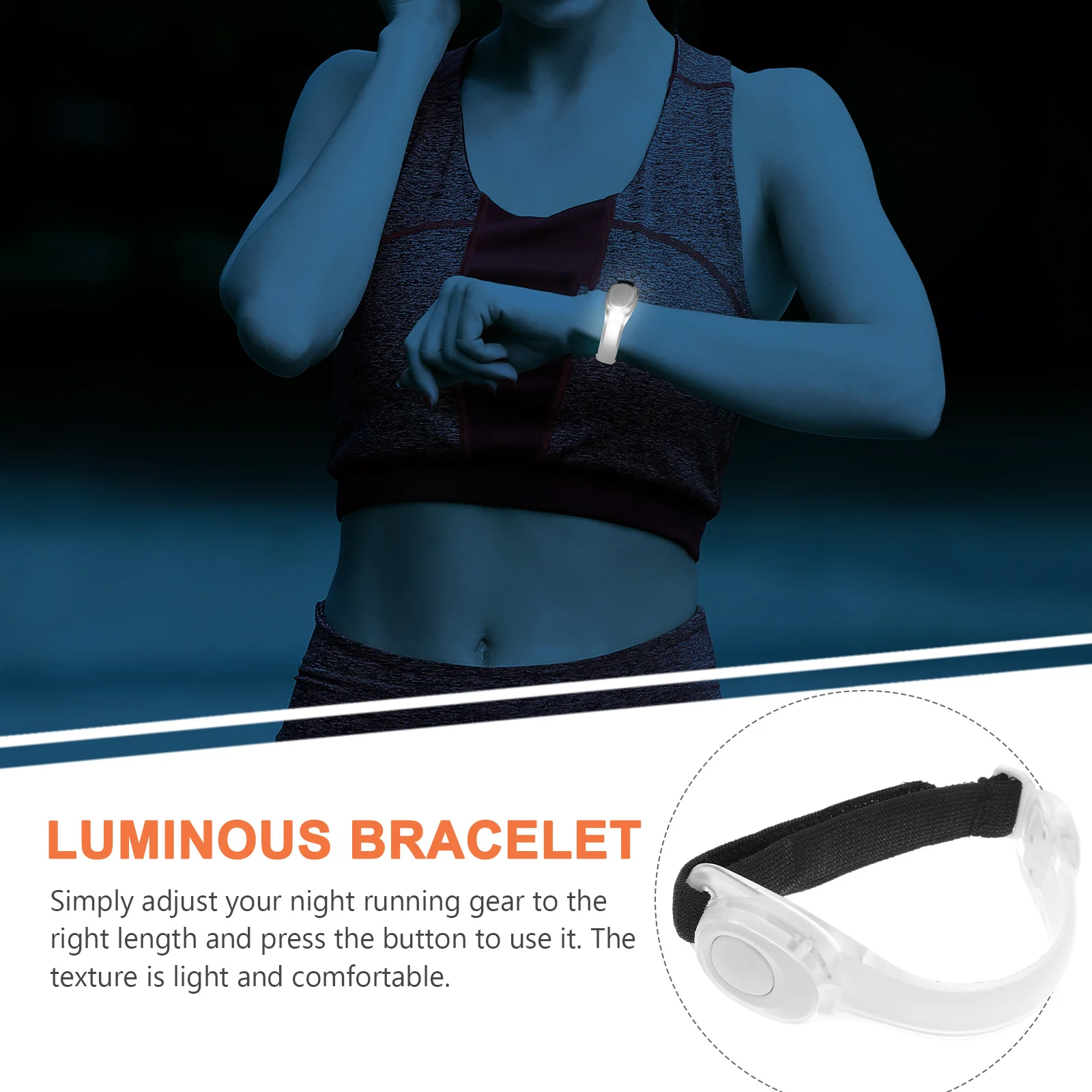 

1pc Led Glow Bracelet Ankle Band Reflective Safety Light For Outdoor Running Cycling Camping Hiking Luminous Wristband