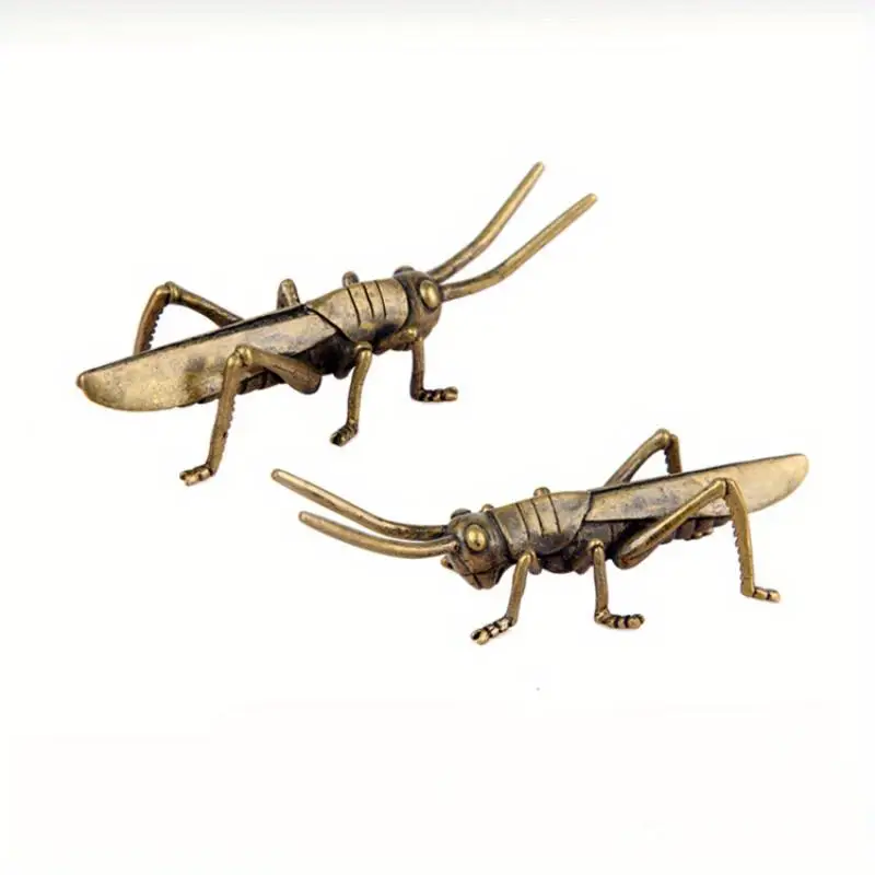 Vintage Brass Grasshopper Figurines Copper Locust Small Ornaments Home Desktop Animal Statue Crafts Desk Decoration Accessories