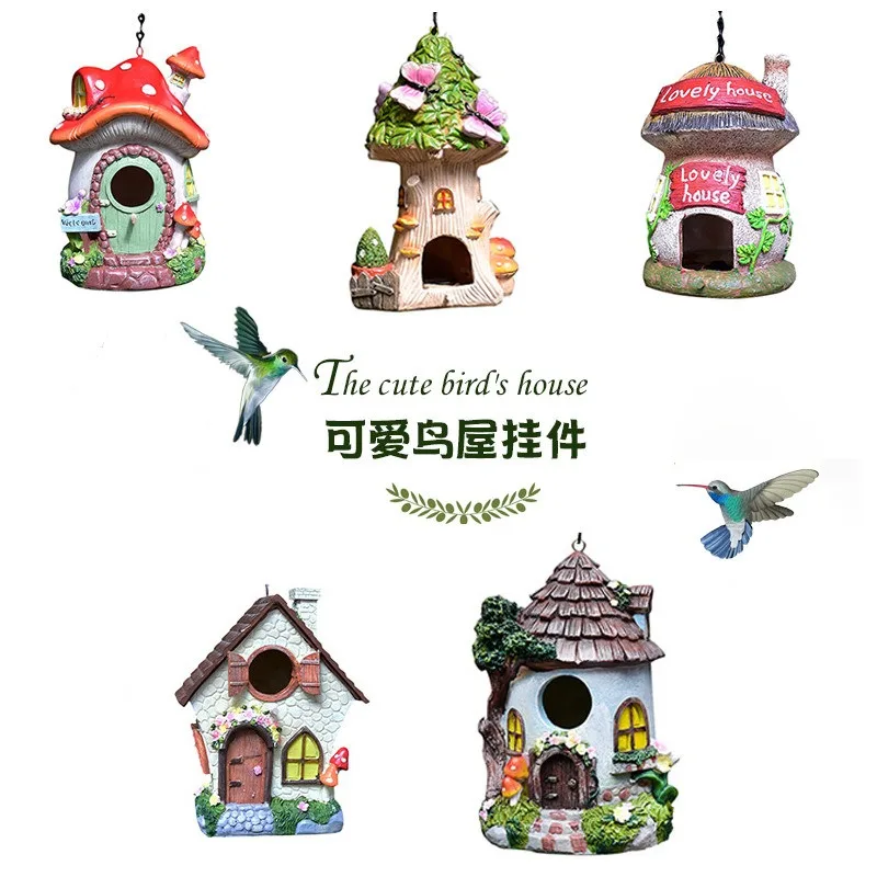 Bird house wall hanging resin balcony home landscaping outdoor courtyard garden decoration ornament
