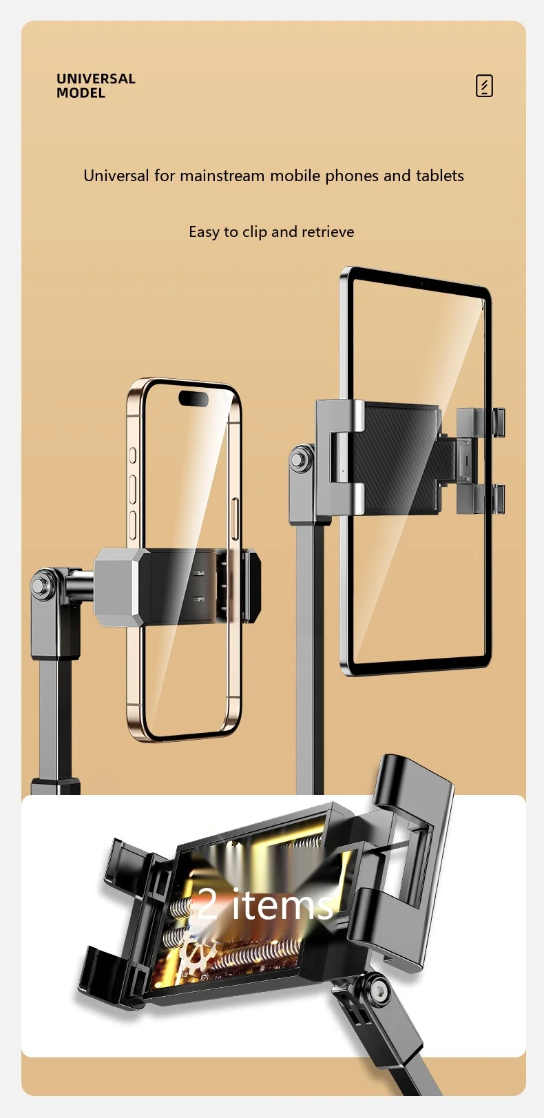 Drehbarer Tablet-Ständer, Desktop-Halterung, Telefonständer, Metall, faltbar, Lazy Bracket für Lernen und Live-Streaming – Detail 7