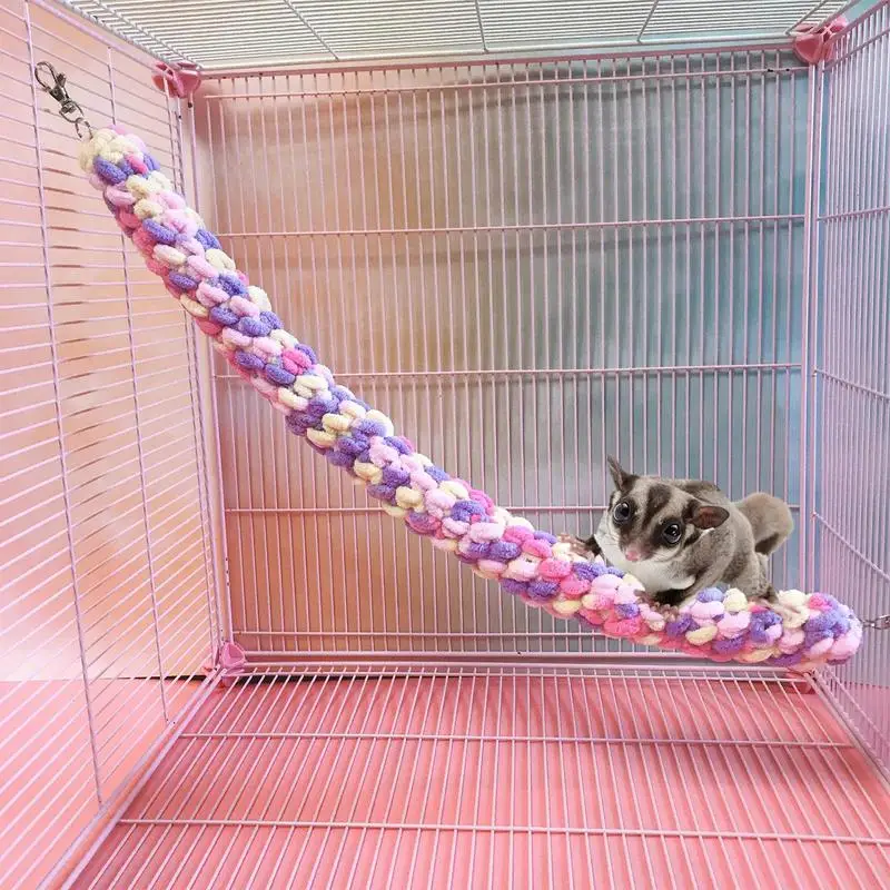 Sugar Glider Climbing Rope Pink Violet Small Pet Climbing Rope Enrichment Toys Cotton Rope Swing Toy Cage Accessories For