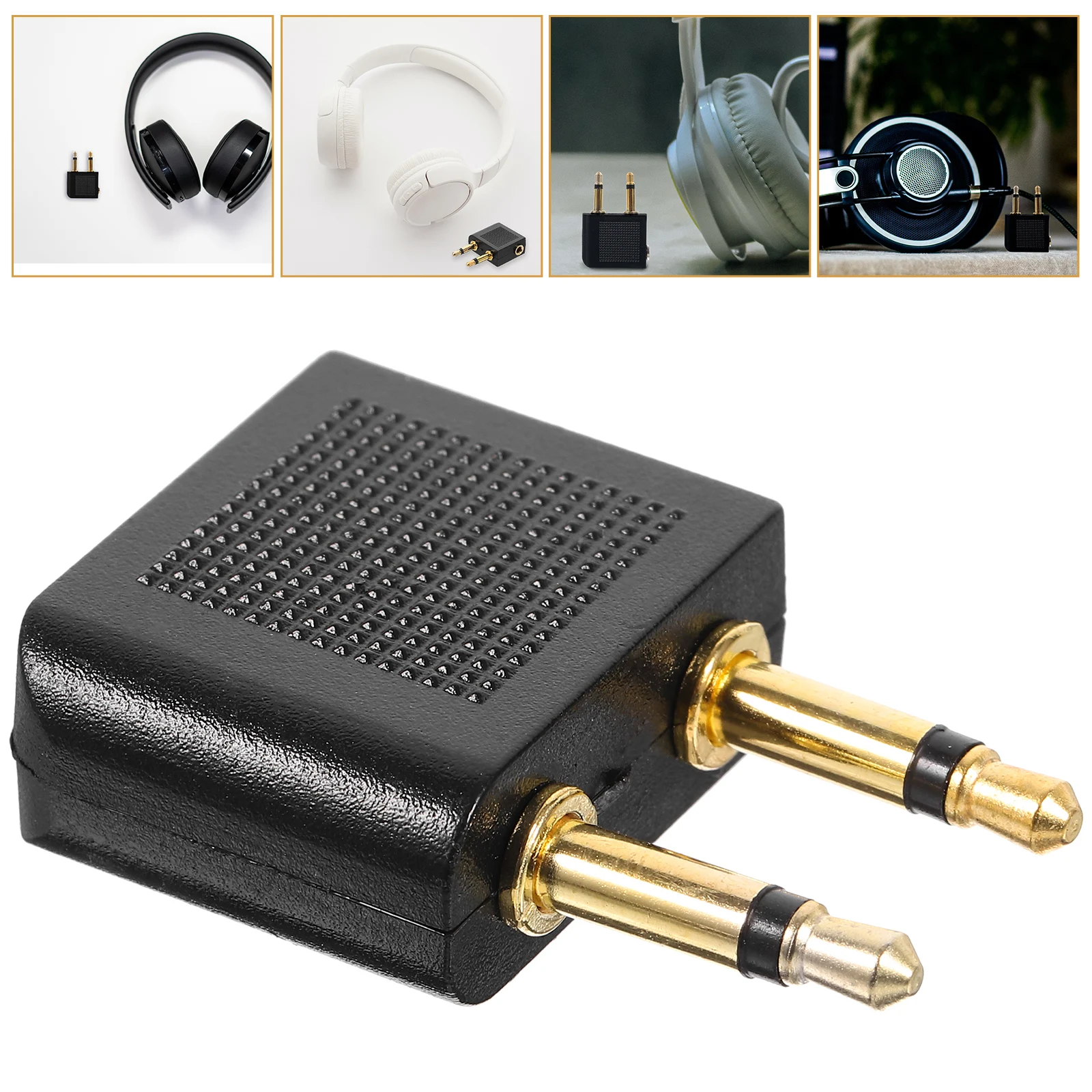 

5Pcs Durable Headphone Adapter High Durability Fine Workmanship for Uninterrupted Music Airplane Headphone Adapter