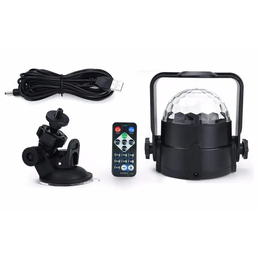 Диско-Шар Rbg, стробоскоп, Usb, штепсельное управление звуком, портативное многоцветное изменение для автомобильных аксессуаров для улицы и помещения