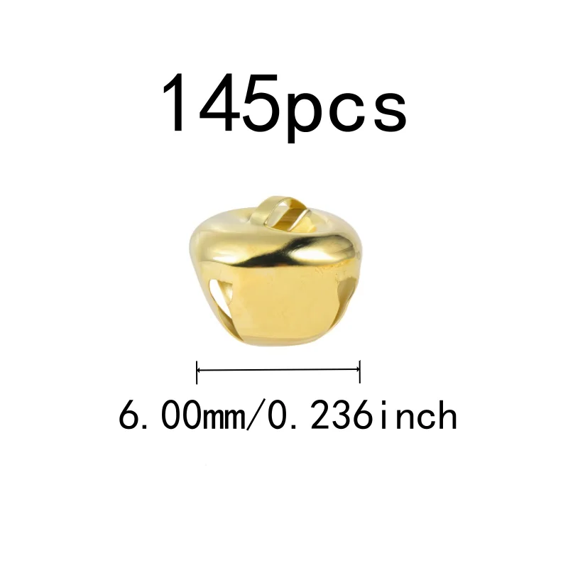 145 pcs 6mm Metal Craft Bells for DIY Craft Accessories, Metal Alloy Material, Clear Crisp Sound, Multipurpose, Gold
