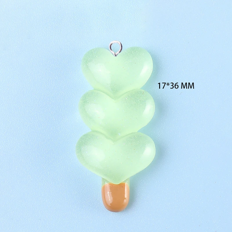 10Pcs Fashion Cute Transparent Heart Lollipop Charms Resin Funny Pendant DIY Earrings Necklace Jewelry Making Finding C1219