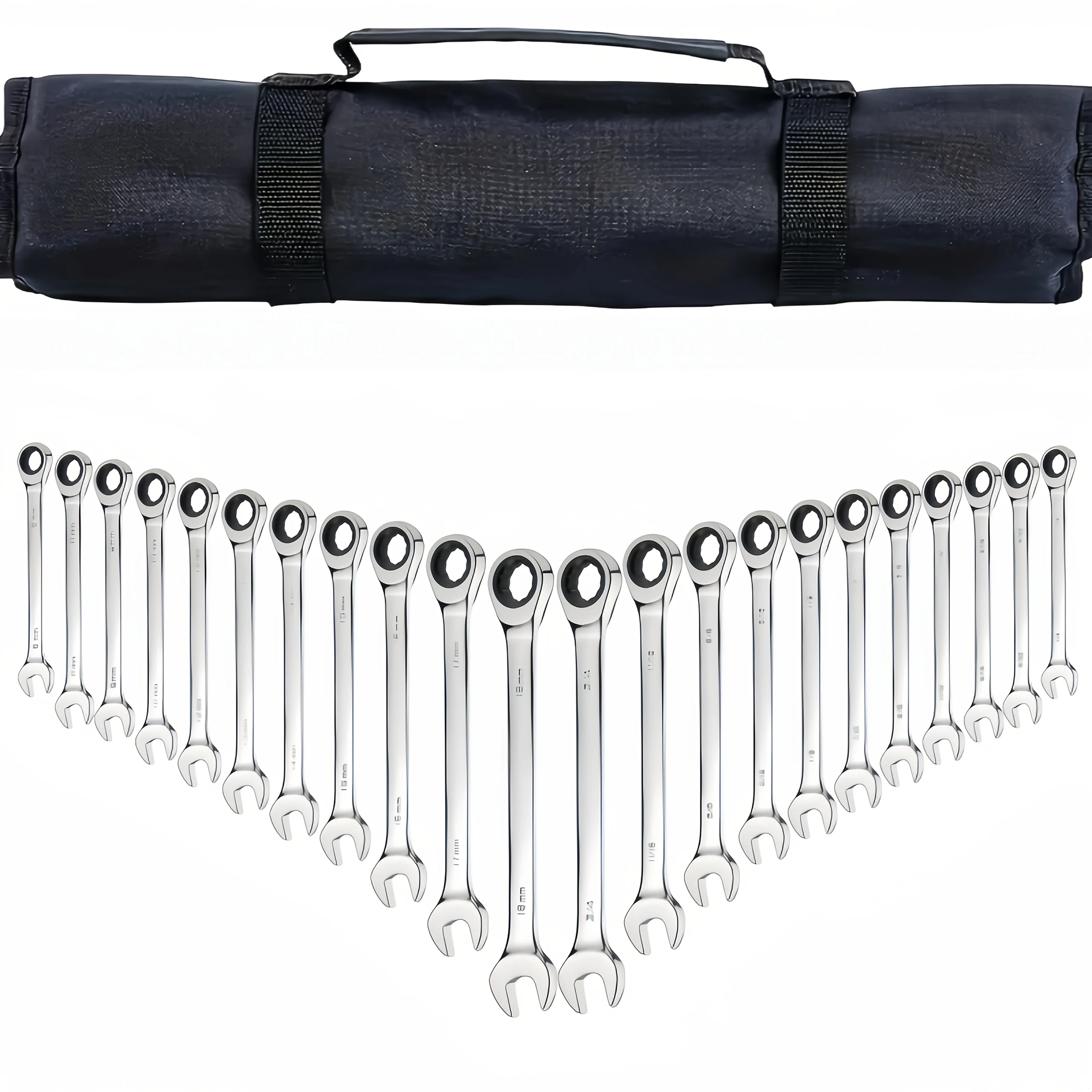 

22pcs Multi-function Ratchet Wrench Combination Set, 72 Teeth, Metric 6-18mm, SAE 1/4-3/4", High-quality CR-V Steel, Corrosion And Rust-resistant, Suitable for Home, Automobile, Machinery, Industrial Maintenance, Daily Use, Good Choice for Gifts., Home Re