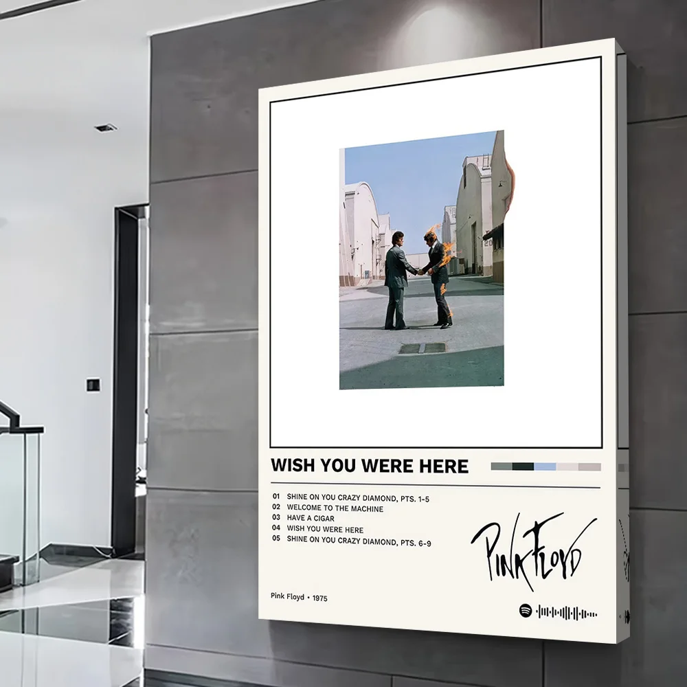 Pink Floyd - Wish You Were Here Poster Customizable Printed Canvas Painting Wall Art Gift for Modern Living Room Pictures Mural