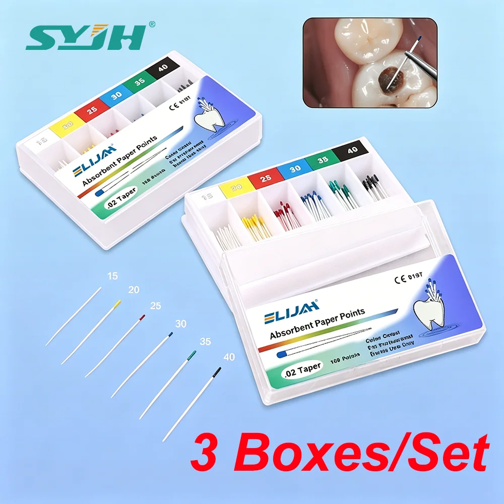 

SYJH Dental Strong Absorption Paper Points Cotton Fiber Teeth Cleaning 02/04/06 Taper Sterile Mixed Sizes Dentistry Materials