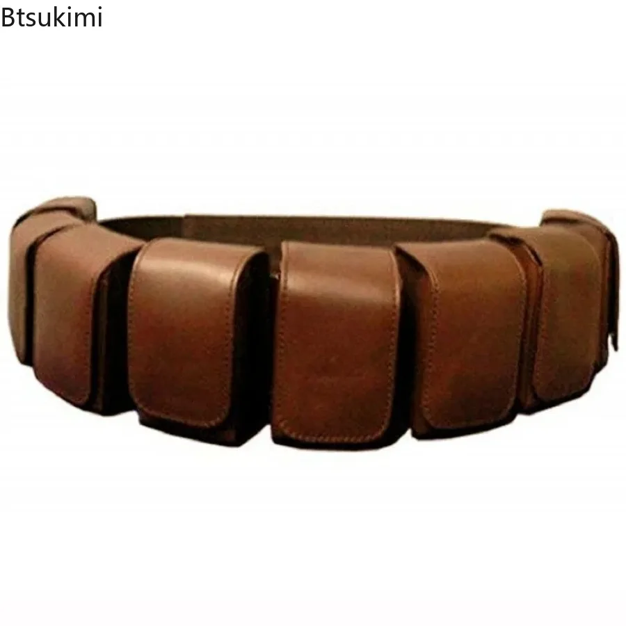 Steampunk باندولير خرطوشة الذخيرة حقيبة بحزام جلدية رصاصة الحقيبة بو كاتان باونتي هنتر با فيت حزمة مراوح تأثيري حلي الدعائم