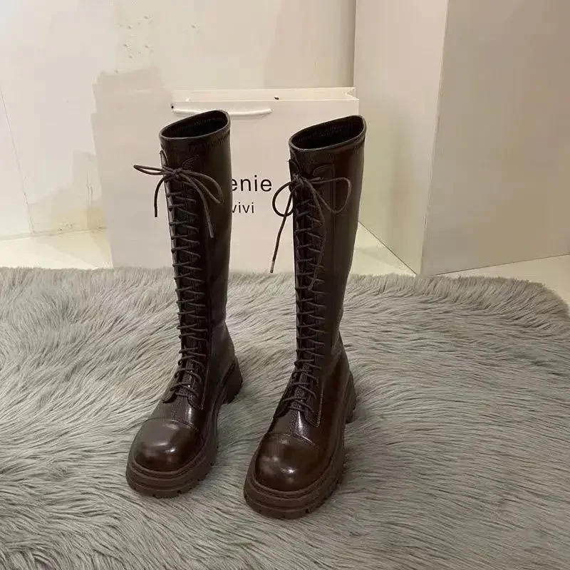 Thick Soled White/black Long Boots For Women's Shoes 2024 New Girls' Autumn/winter Long Leg Knight Boots Low Price Promotion