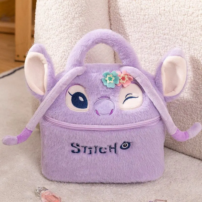 Tas Kosmetik Kapasitas Besar Warna Permen Motif Kartun Stitch Lucu untuk Wanita, Tas Perlengkapan Mandi Portabel Anime Musim Gugur dan Musim Dingin