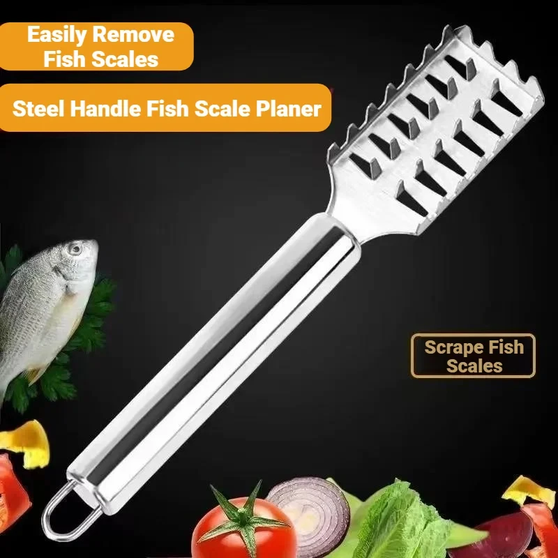 Heavy Duty Stainless Steel Fish Scale Remover Sawtooth Descaler Kitchen Seafood Cleaning Tool