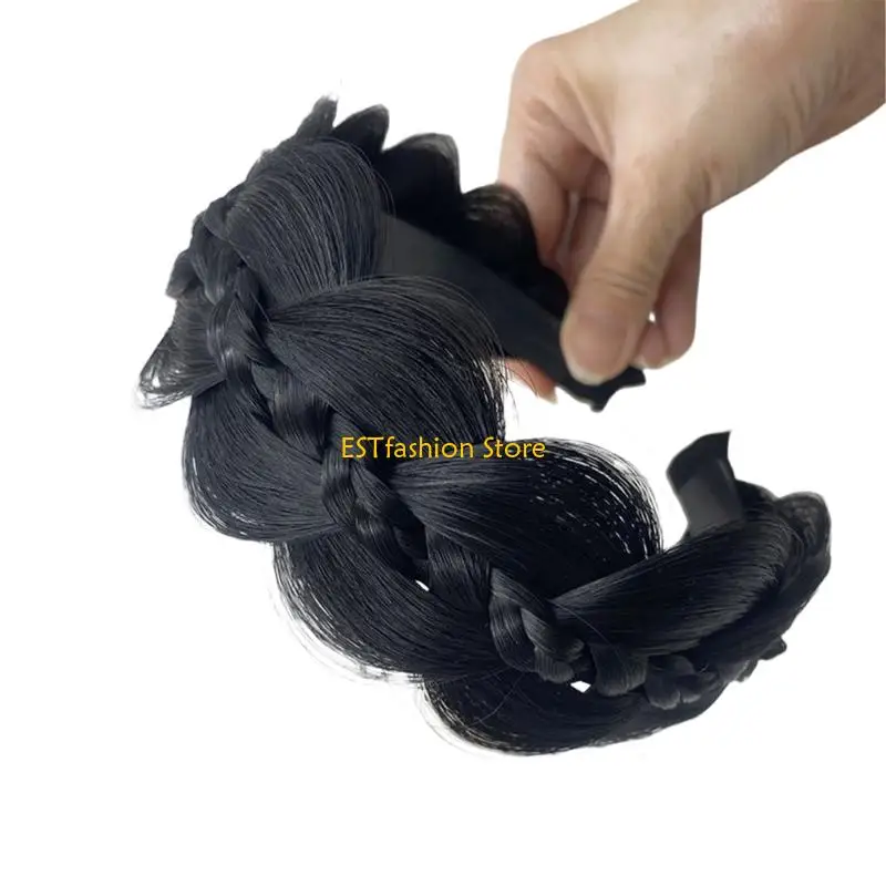 

Y5GC Realistic Synthetic Fiber Hairhoop Fishbone Braid Hairband For Fast Hairstyles