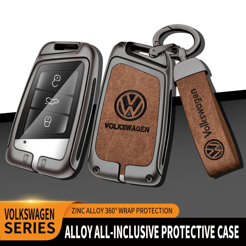 Car TPU Zinc Alloy Key Case Bag Car Key Chain Metal Key Shell For Volkswagen VW Passat B6 B7 B8 Magotan Arteon GTE Golf Tiguan 2