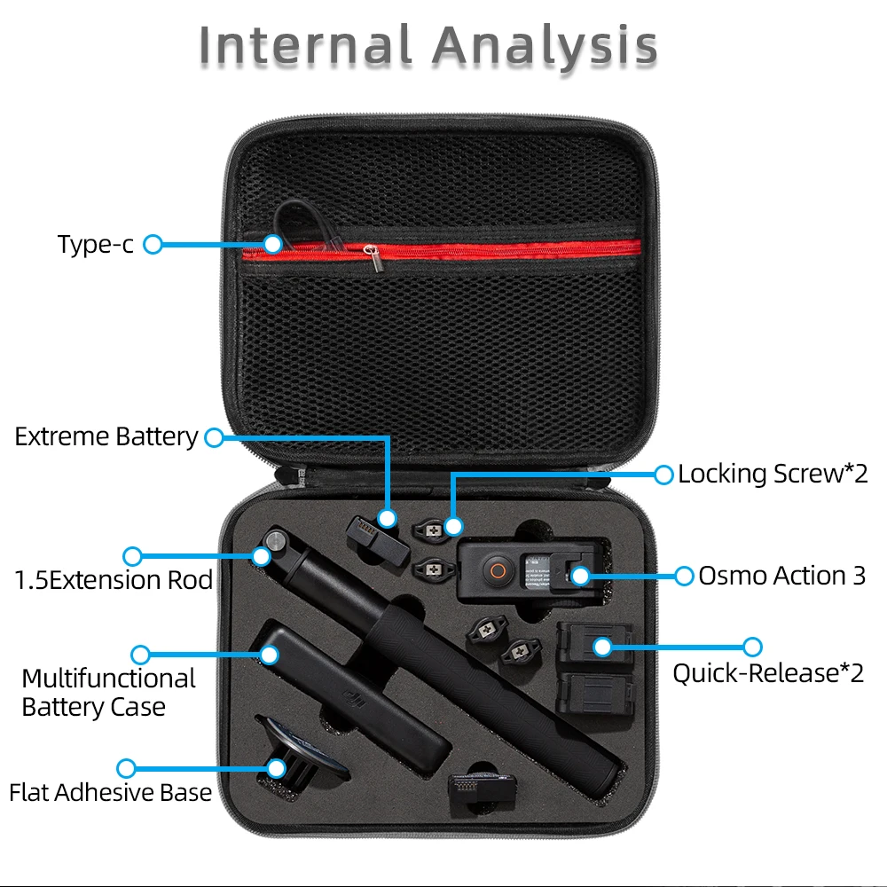 Bolsa de almacenamiento adecuada para DJI Action 3, accesorios para DJI Osmo Action 3, caja portátil, caja de protección para cámara de acción, embrague