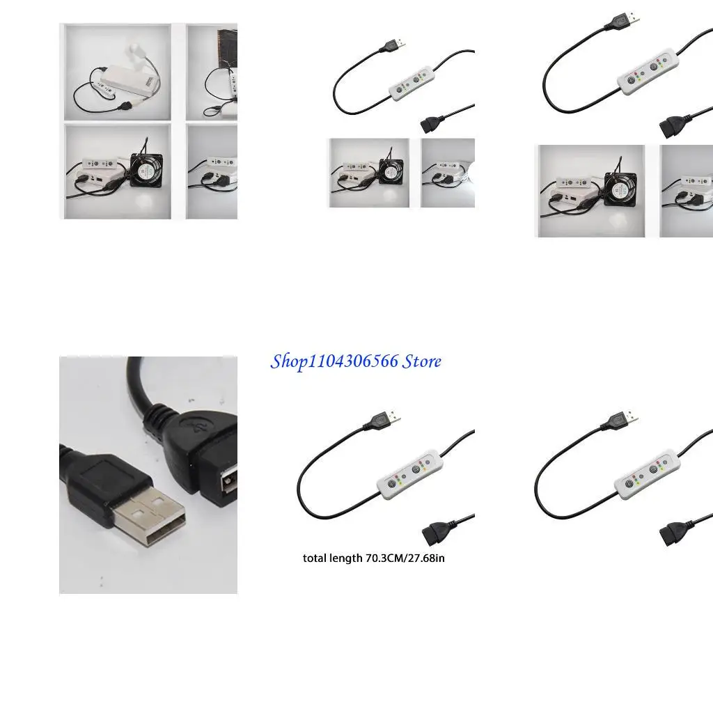 02DD 3 Speed Control USB Extension Cable with Switch Cord Fan Controller Equipment