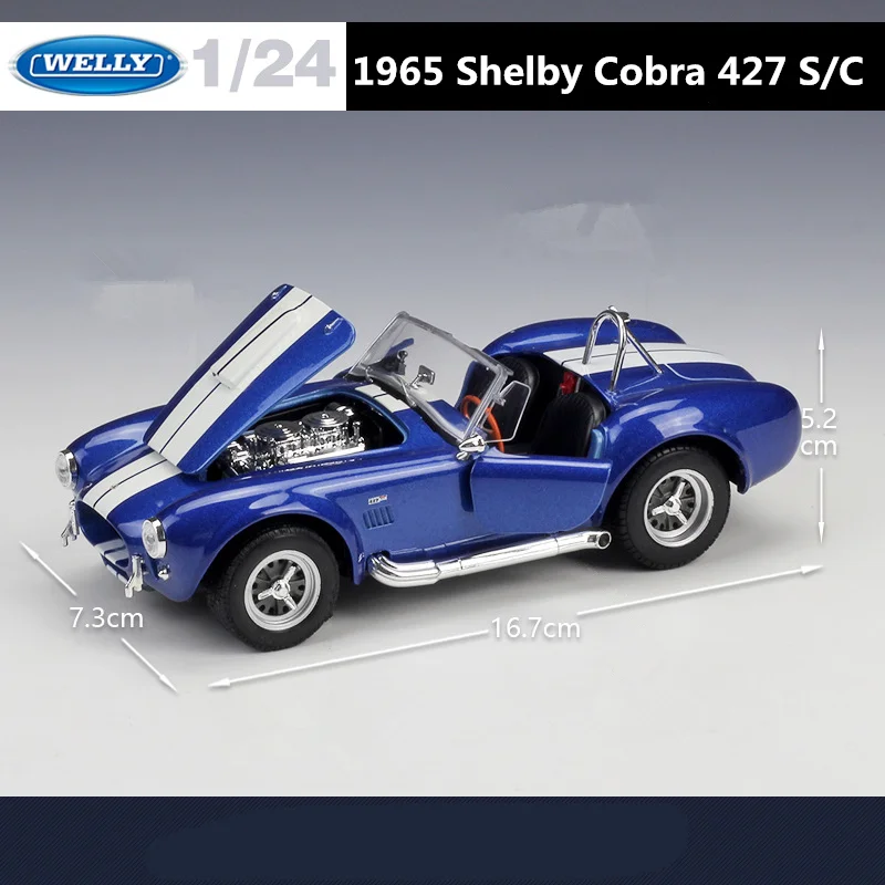 WELLY-Ford 1967 Shelby Cobra 427 S/C Modelo de Carro Esportivo Liga, Diecast Metal, Veículos Automotivos Clássicos, Modelo Simulação, Presentes