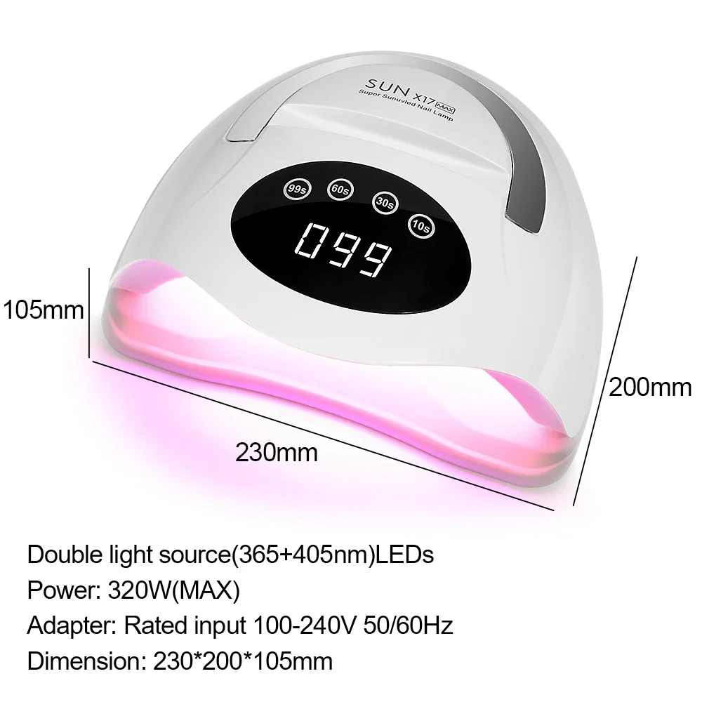 320W 72Leds Professional UV LED Nail Lamp for Gel Polish-4 Timers Nail Dryer LED Light Curing Gel Nail for Home Salon Art Tools