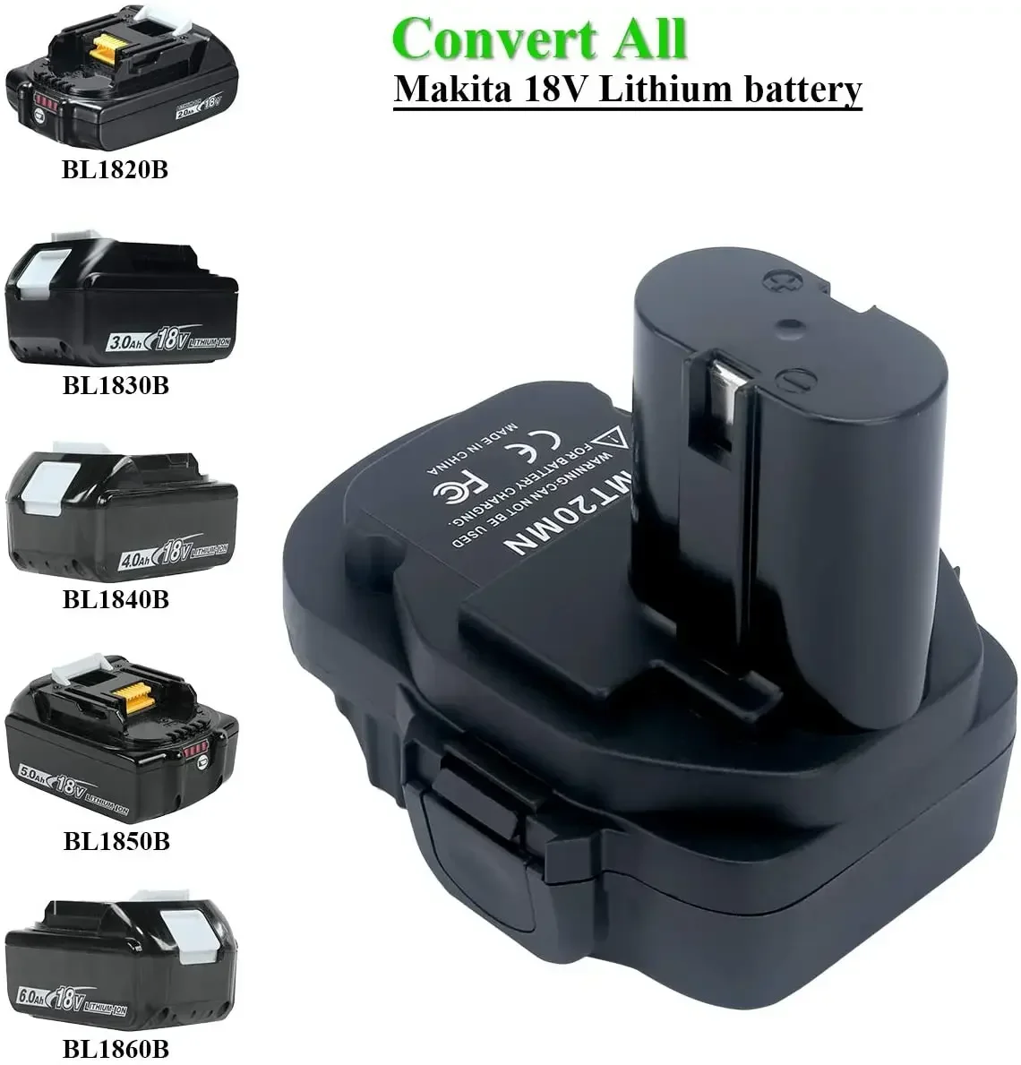 Imagem -04 - Adaptador do Conversor da Bateria do Lítio para Makita Bateria do Li-íon Mt20mn 18v Ni-cd Bl1860b Bl1860 Bl1850b Bl1850 Bl1840 Bl183