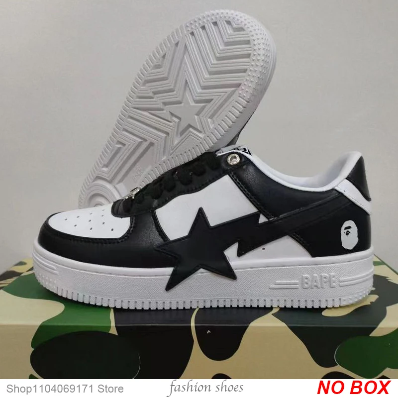 Retro Classic Bape Sta Black White Vibe Skateboarding Shoes Outdoor Causal Bapesta Slip-Resistant Walking Sneakers Men Women