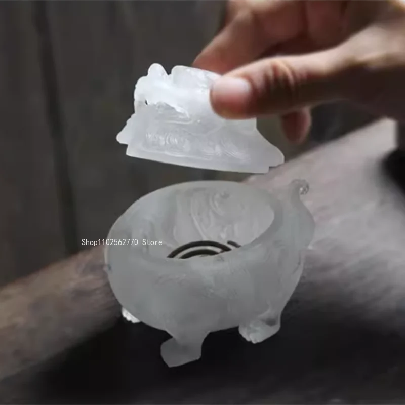 White Glass Incense Burner Sandalwood Agarwood Creative Decoration Household Indoor Zen Play Incense Seal Fragrance Diffuser