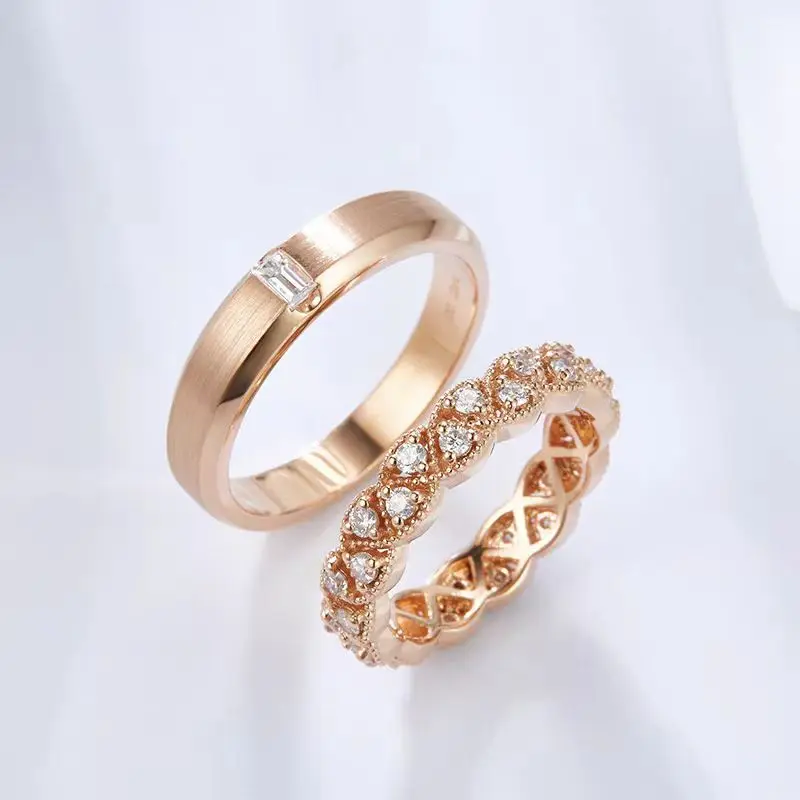Designer Handcrafted Rose Gold Plated S925 Sterling Silver Men\'s & Women\'s Couple Rings Engraved Wedding & Engagement Gift