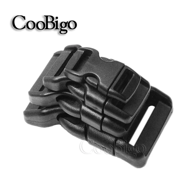 10 pcs Quick Side Release Buckle Clip for Paracord Bracelet Outdoor Backpack Bag Strap 10mm 15mm 20mm 25mm Plastic Black Curved