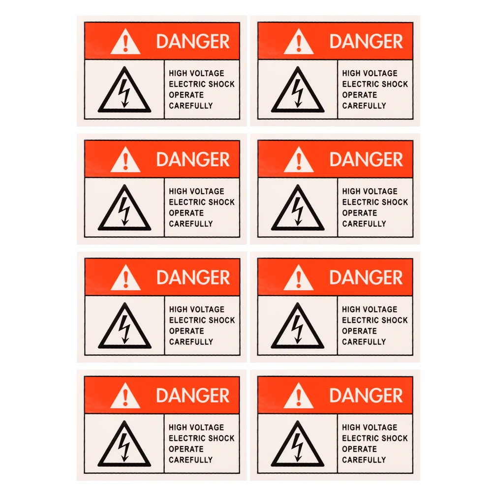 8 Pcs Anti-electric Shock Label Caution Sign Warning Stickers Electrical Panel Labels Shocks for Danger Synthetic Paper Decal
